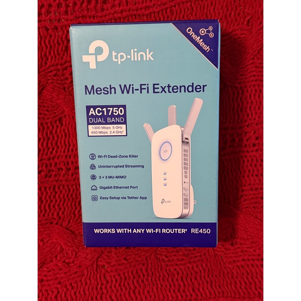 TP-Link AC1750 Mesh WiFi Extender Dual Band OneMesh RE450 White